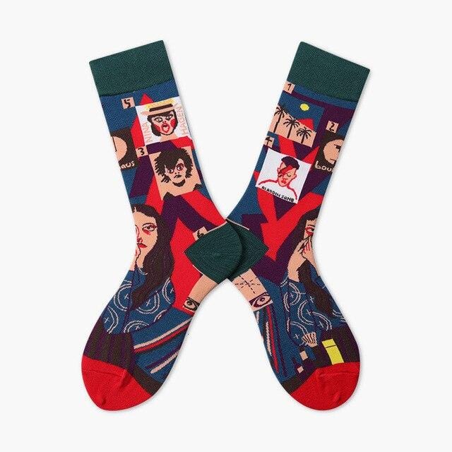 Chaussettes Style Harajuku pour femmes, en coton peigné, motif d'illustration de dessin animé, mignonnes et amusantes, chaussettes Kawaii pour cadeau de noël