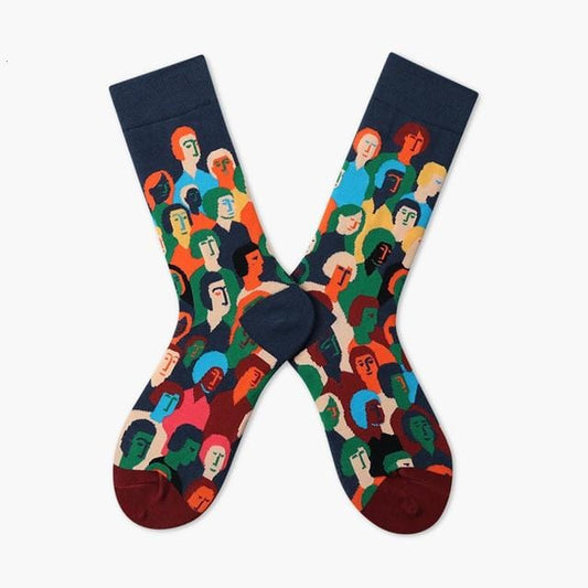 Chaussettes Style Harajuku pour femmes, en coton peigné, motif d'illustration de dessin animé, mignonnes et amusantes, chaussettes Kawaii pour cadeau de noël