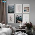 Scandinavian Desert Forest Nature Landscape Wall Art Print Painting Canvas Poster Nordic Style Abstract lines Wall Picture Decor