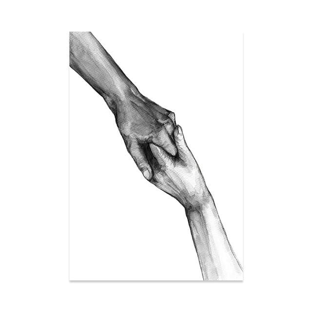 Black White Simple Hand In Hand Lover Canvas Painting LOVE Couple Love-promise Posters Wall Pictures For Living Room Home Decor