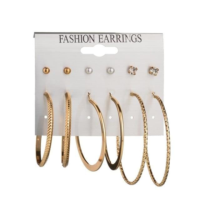 MissCyCy 25 Style Heart Flowers Infinite Symbol Stud Earrings Set 2019 New Rhinestone imitation Pearl Earrings For Women Gift