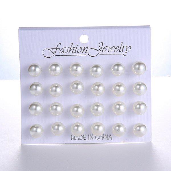 12 Pairs/set Stud Earrings Set With Card Transparent Zircon Balls Love Flowers Earrings Women Imulated Pearl Earrings Jewelry