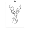 Geometry Deer Elephant Heart Wall Art Canvas Painting Nordic Posters And Prints Black White Wall Pictures For Living Room Decor