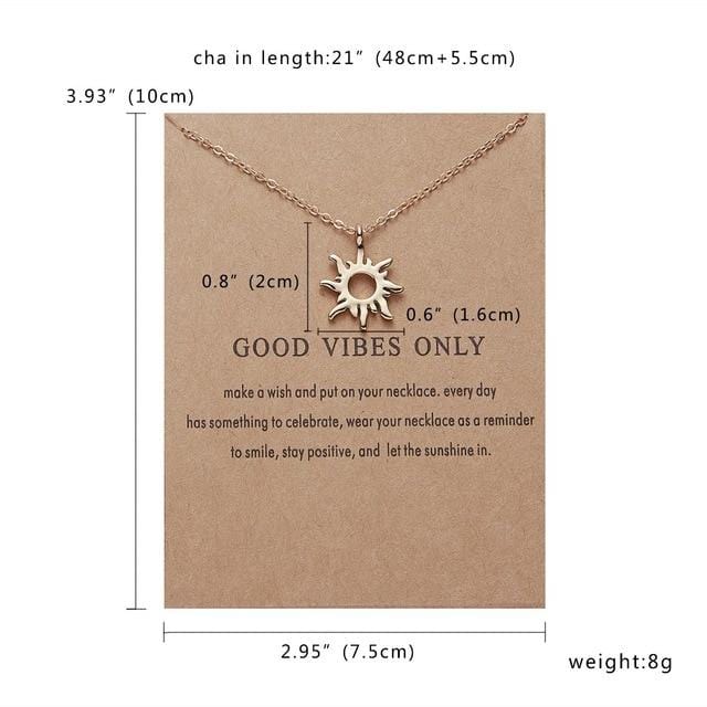 Modische goldfarbene „Good Vibes Only Sun“-Halsketten und Anhänger für Damenschmuck