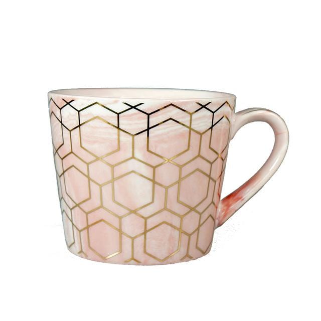 Creative Geometric Gold Line Marble Coffee Mug Porcelain Coffee Tea Cup for Water Tea Drinking Gift