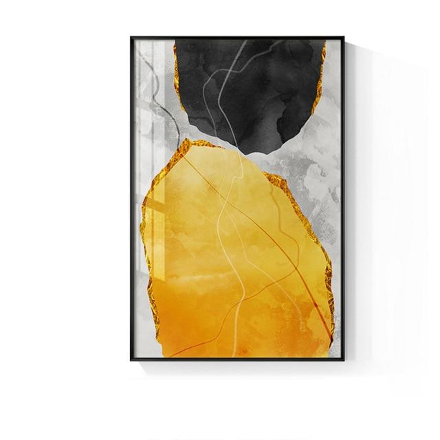 Abstract Yellow And Black Blocks Canvas Painting Fashion Poster Print Strange Thing Wall Art For Living Room Cuadros Home Decor