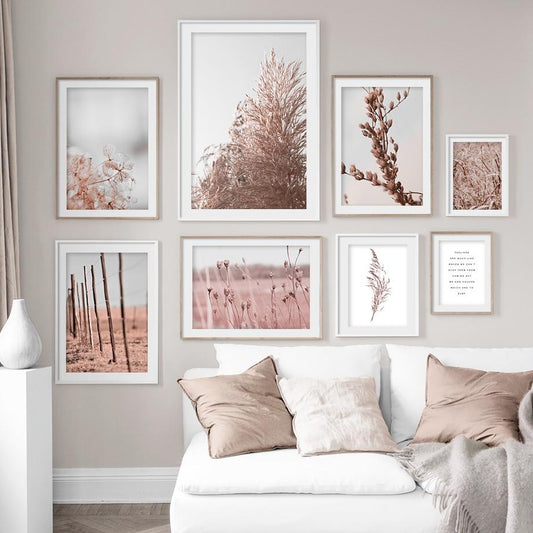 <span>Rosa</span> Schilfgras, Blumenpflanze, Wandkunst, Bild, abstrakt, schöne Leinwand, Poster, Drucke, Heimdekoration, Wandgemälde für Wohnzimmer