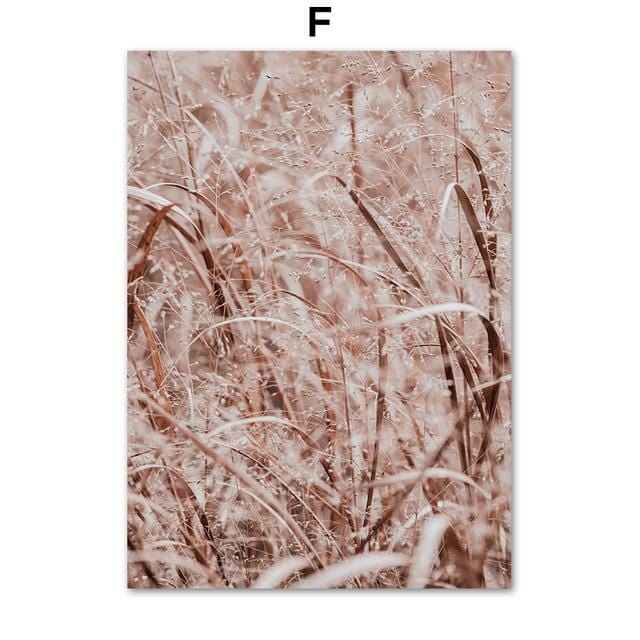 Pink Reed Grass Flower Plant Wall Art Picture Abstract Beautiful Canvas Poster Prints Home Decor Mural Painting For Living Room