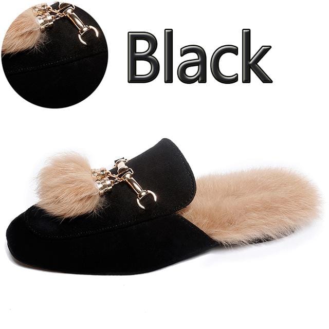 Real Fur Slippers Shoes Woman 2020 Mules Women's Furry Slippers Winter Warm Women Shoes Fashion Slippers Rabbit Hair