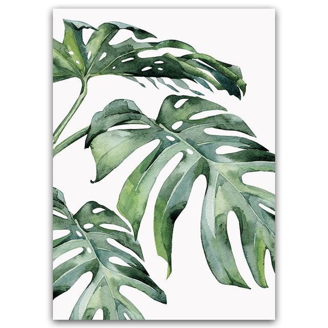 Watercolor Plant Green Leaves Canvas Painting Art Print Poster Picture Wall Modern Minimalist Bedroom Living Room Decoration