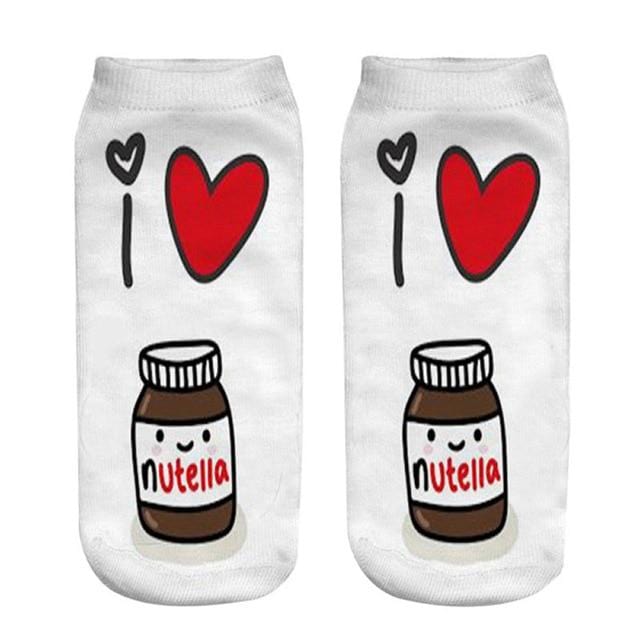 Women funny cute 3D print foods white nutella character socks unisex cartoon cat unicorn Christmas gift socks Dropship