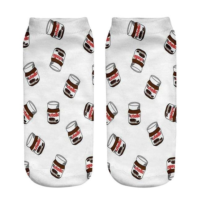 Women funny cute 3D print foods white nutella character socks unisex cartoon cat unicorn Christmas gift socks Dropship