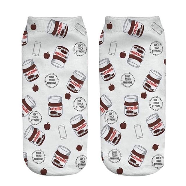 Women funny cute 3D print foods white nutella character socks unisex cartoon cat unicorn Christmas gift socks Dropship