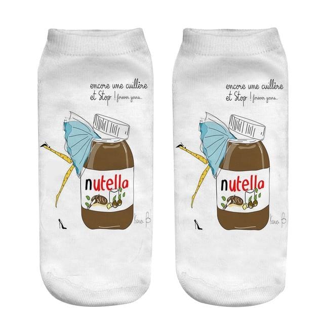 Women funny cute 3D print foods white nutella character socks unisex cartoon cat unicorn Christmas gift socks Dropship