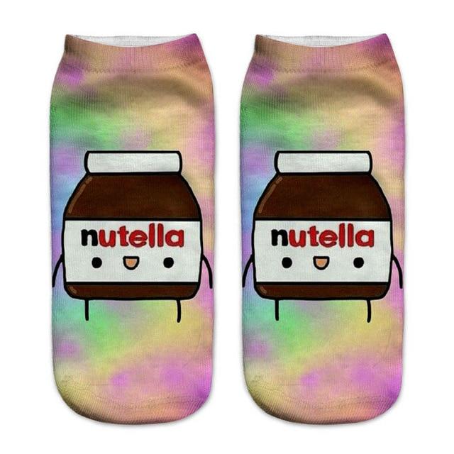 Women funny cute 3D print foods white nutella character socks unisex cartoon cat unicorn Christmas gift socks Dropship