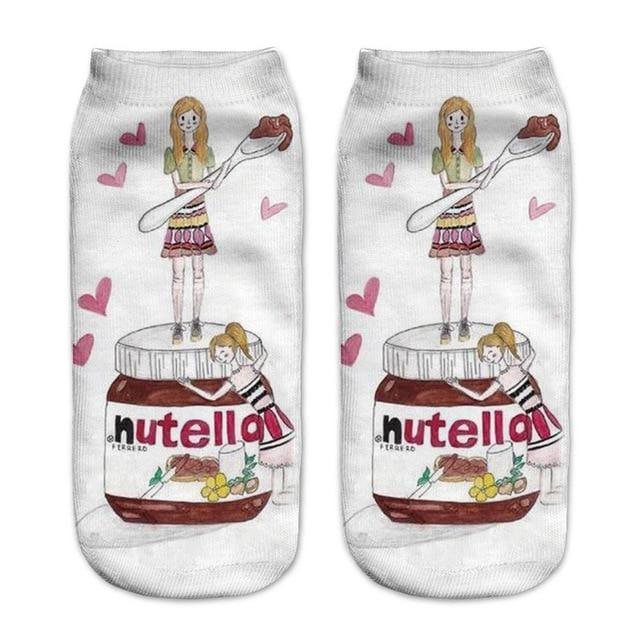 Women funny cute 3D print foods white nutella character socks unisex cartoon cat unicorn Christmas gift socks Dropship