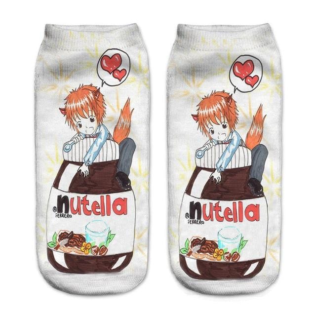 Women funny cute 3D print foods white nutella character socks unisex cartoon cat unicorn Christmas gift socks Dropship