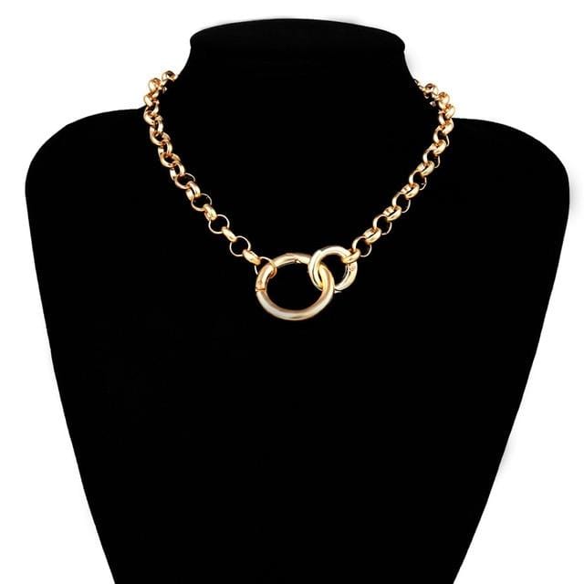 Ingemark Punk Miami Cuban Choker Necklace Hip Hop Jewelry 2019 Trendy Iron Thick Chain Circle Necklace Women Neck Accessories