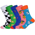 LIONZONE 5Pairs/lot Spring New Arrived Happy Socks Men Funny Art BritishStyle Streetwear Hip Hop Designer Crew Socks Gift Box