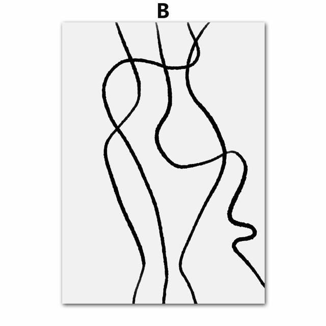 Geometric Curve Wall Art Canvas Painting Black White Poster Figure Painting Posters And Prints Wall Pictures For Bedroom Decor