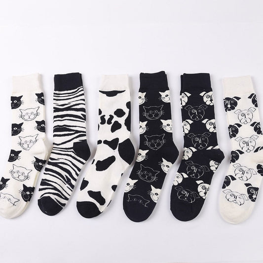 PEONFLY dessin animé créativité léopard chat Animal Harajuku fou coton drôle femmes chaussettes décontractées hommes nouveauté heureux chaussettes courtes