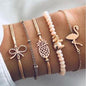 LWMMD 5 pièces/ensemble bohème amour Bracelets porte-bonheur Bracelets pour femmes mode couleur or brin Bracelets ensembles bijoux bohème