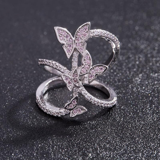 SuePhil New 2019 Women Rings Butterfly Light Pink</span> Crystal Zircon Wings Ring for Women Trendy Jewelry rings