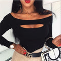 Fashion Women Sexy T Shirt Femme Off Shoulder Long Sleeve Tee Shirt Elegant Bandage Stretch Party Club tshirt Streetwear