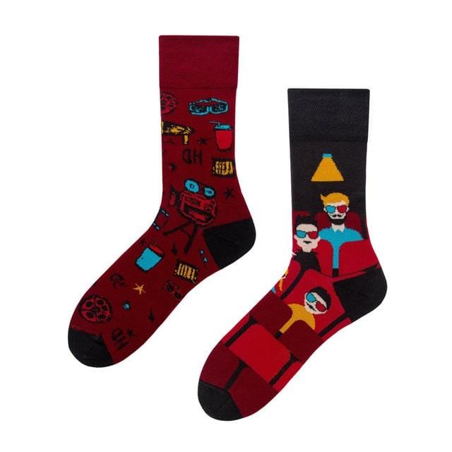 1 Paar männliche Crew-Socken, Herren-Freizeitsocken, Baumwolle, einzigartiges Cartoon-Tier, lustig, niedlich, cool, Unisex-Socken, mittellange asymmetrische AB-Socken