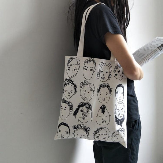 2019 nouvelles femmes sacs en toile Eco sacs à provisions réutilisables avec fermeture éclair sac à bandoulière pliable filles étudiants sac à main décontracté fourre-tout