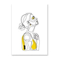 Abstract Women Line Drawing Nordic Poster&Prints Modern Canvas Painting Wall Art Yellow Girl Wall Picture Bedroom Home Decor