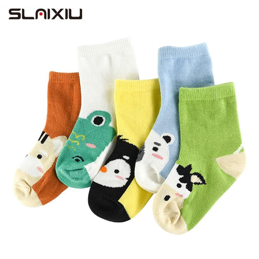 5Pair/lot Soft Cotton Kids Socks Baby Mesh Breathable Cartoon Boys Girls Sock Autumn Winter for Children Gifts Toddler Clothes
