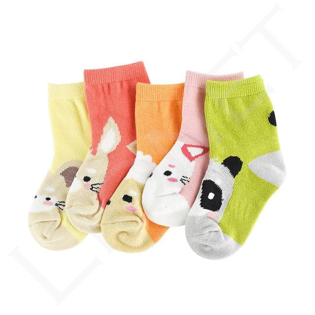 Chaussettes en coton doux pour enfants, 5 paires/lot, chaussettes en maille respirante pour bébés, chaussettes de dessin animé pour garçons et filles, cadeaux d'automne et d'hiver pour enfants, vêtements pour tout-petits
