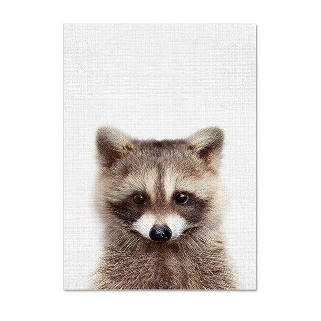 Kawaii Baby Animal Deer Rabbit Giraffe Canvas Poster Nursery Wall Art Prints Painting Nordic Kids Bedroom Decor Pictures