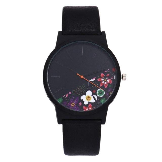 2018 Montre fleur noire femmes montres dames marque de luxe célèbre Femme horloge Montre à Quartz poignet Relogio Feminino Montre Femme