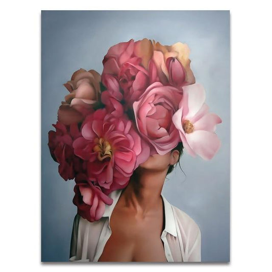 Plume florale moderne nordique femme, Style de mode abstrait, peinture sur toile, affiche imprimée, image murale, décor de maison, salon