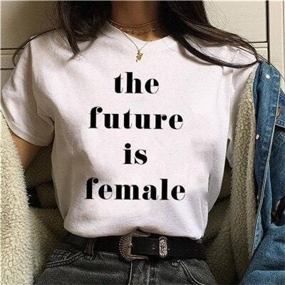 T-shirt féministe Harajuku pour femmes, T-shirt féministe Girl Power graphique T-shirt Grunge esthétique Top t-shirts vêtements féminins