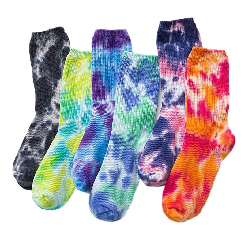 2020 baumwolle Skate Socken Männer Frauen Socke Knie-hohe Lustige Radfahren Laufen Wandern Tie Dye Sox Harajuku Hip Hop glücklich Socken