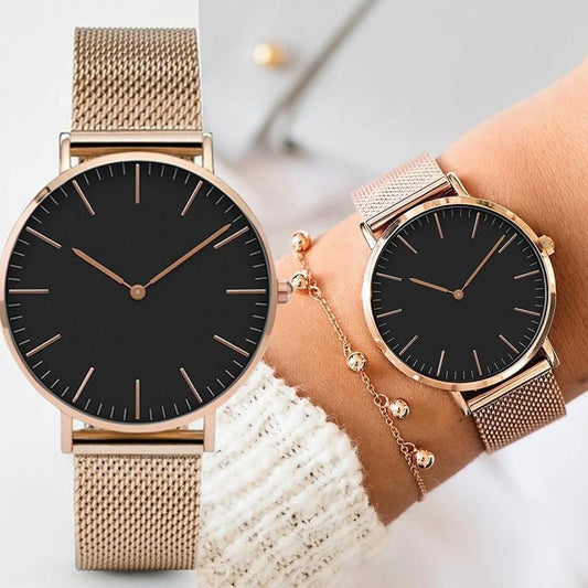 Marque de luxe femmes montres mode bracelet en acier inoxydable montre-bracelet à Quartz Ultra-mince dames robe montre hommes montres horloge cadeau