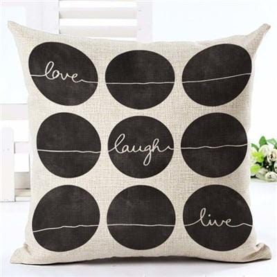 Housse de coussin en lin noir et blanc avec lettres d'amour, taie d'oreiller décorative nordique pour canapé et lit, 45x45cm