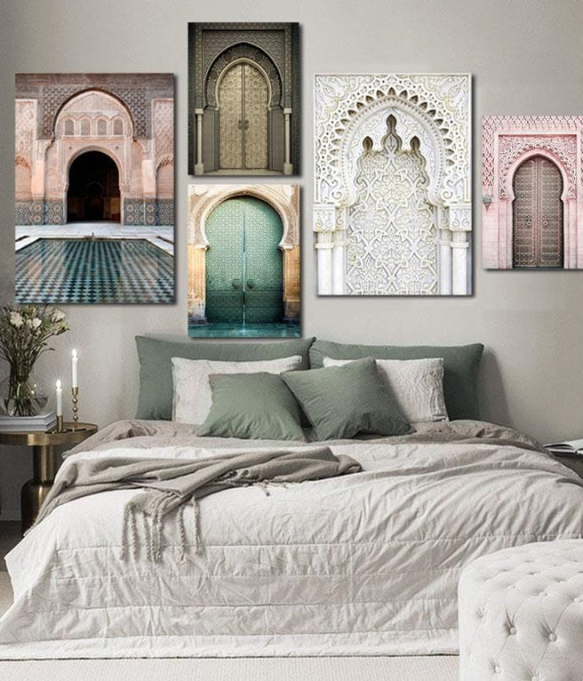 Morocco Door Nordic Poster Wall Art Canvas Painting Scenery Religion  Casablanca Palace Wall Pictures For Living Room Unframed