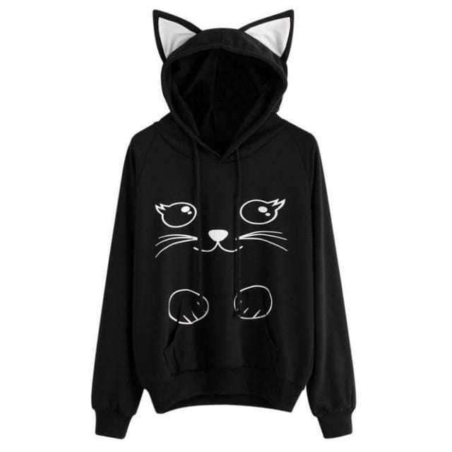 Winter Pullover Sweatshirts Frauen Katze Kawaii Poleron Mujer 2019 Känguru Tasche Hoodie Schule Koreanische Streetwear Übergroßen Hoodie