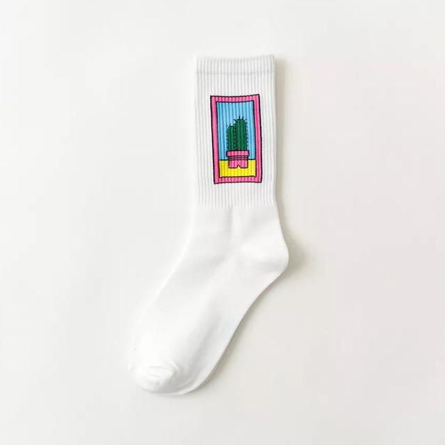 Creative High Quality Fashion Men Hip Hop Cotton Unisex Harajukumen's happy socks Funny Skate Socks
