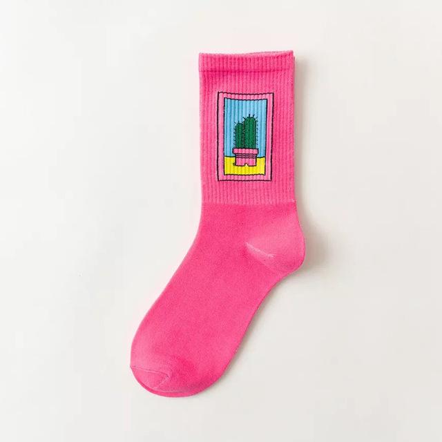 Creative High Quality Fashion Men Hip Hop Cotton Unisex Harajukumen's happy socks Funny Skate Socks