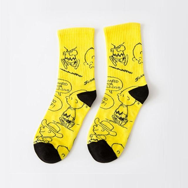 Creative High Quality Fashion Men Hip Hop Cotton Unisex Harajukumen's happy socks Funny Skate Socks