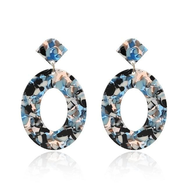 Boucles d'oreilles en acrylique pour femmes, grande déclaration, en résine, ovale, carrée, géométrique, goutte d'eau, bohème, bijoux cadeau, 2019