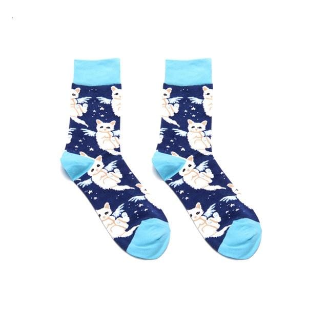 PEONFLY Men Fashion Printing Cartoon Crocodile Shark Zebra Dog Sloth Koala Flower Bird Colorful Socks Soft Comfort Cotton Socks