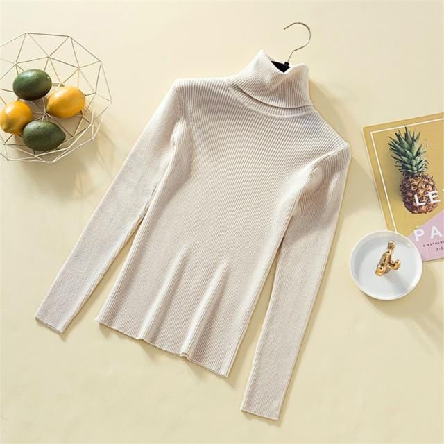 Stricken Pullover Frauen Rollkragen Casual Reinem Kaschmir Pullover Herbst Winter Solide Langarm Slim-jumper Weiche Tops Pull Femme