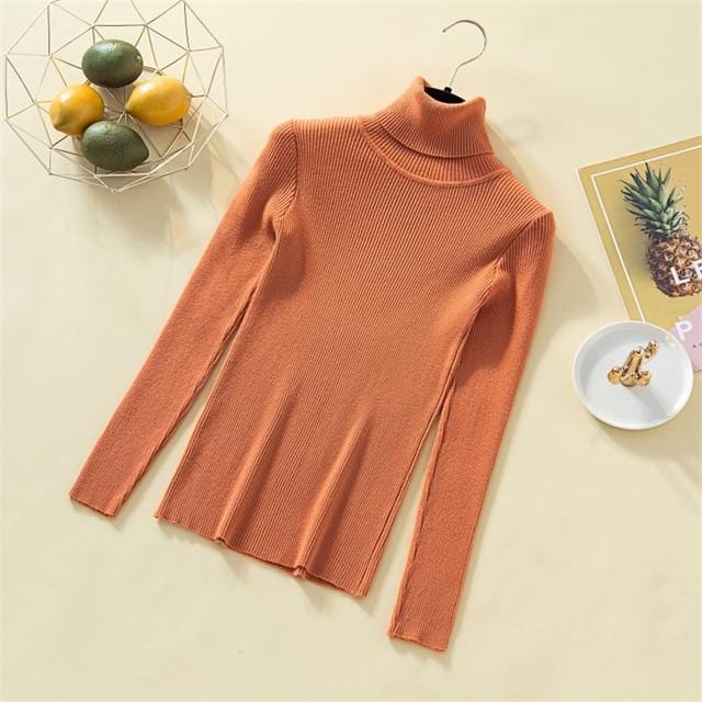 Stricken Pullover Frauen Rollkragen Casual Reinem Kaschmir Pullover Herbst Winter Solide Langarm Slim-jumper Weiche Tops Pull Femme