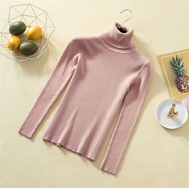 Stricken Pullover Frauen Rollkragen Casual Reinem Kaschmir Pullover Herbst Winter Solide Langarm Slim-jumper Weiche Tops Pull Femme